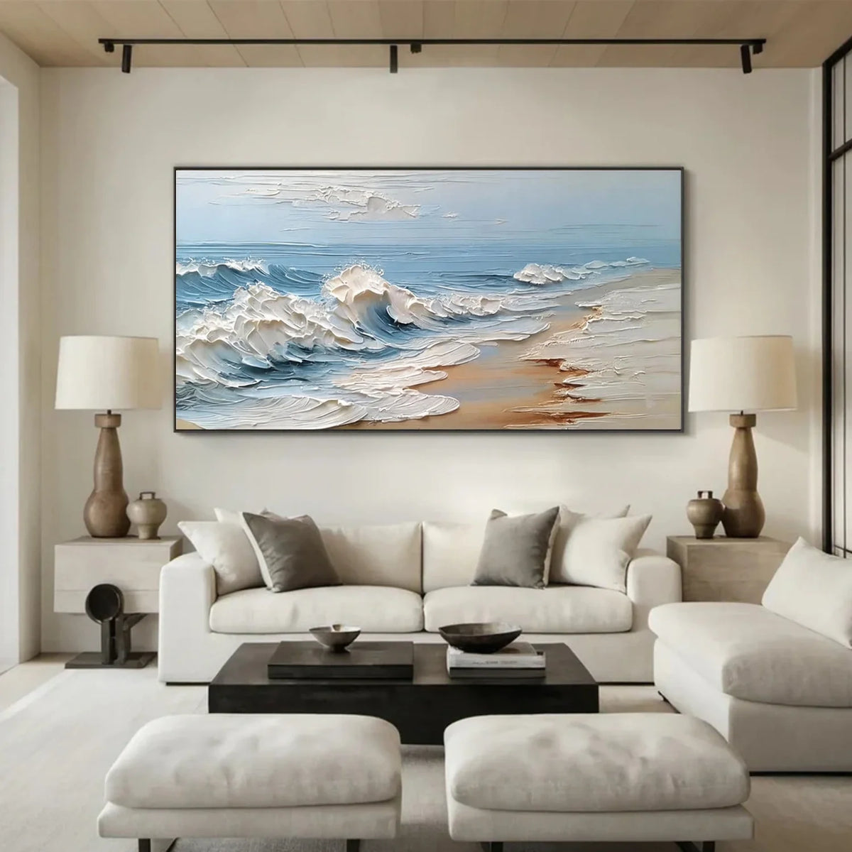 Ocean And Sky Abstract Texture Canvas Art #OS409