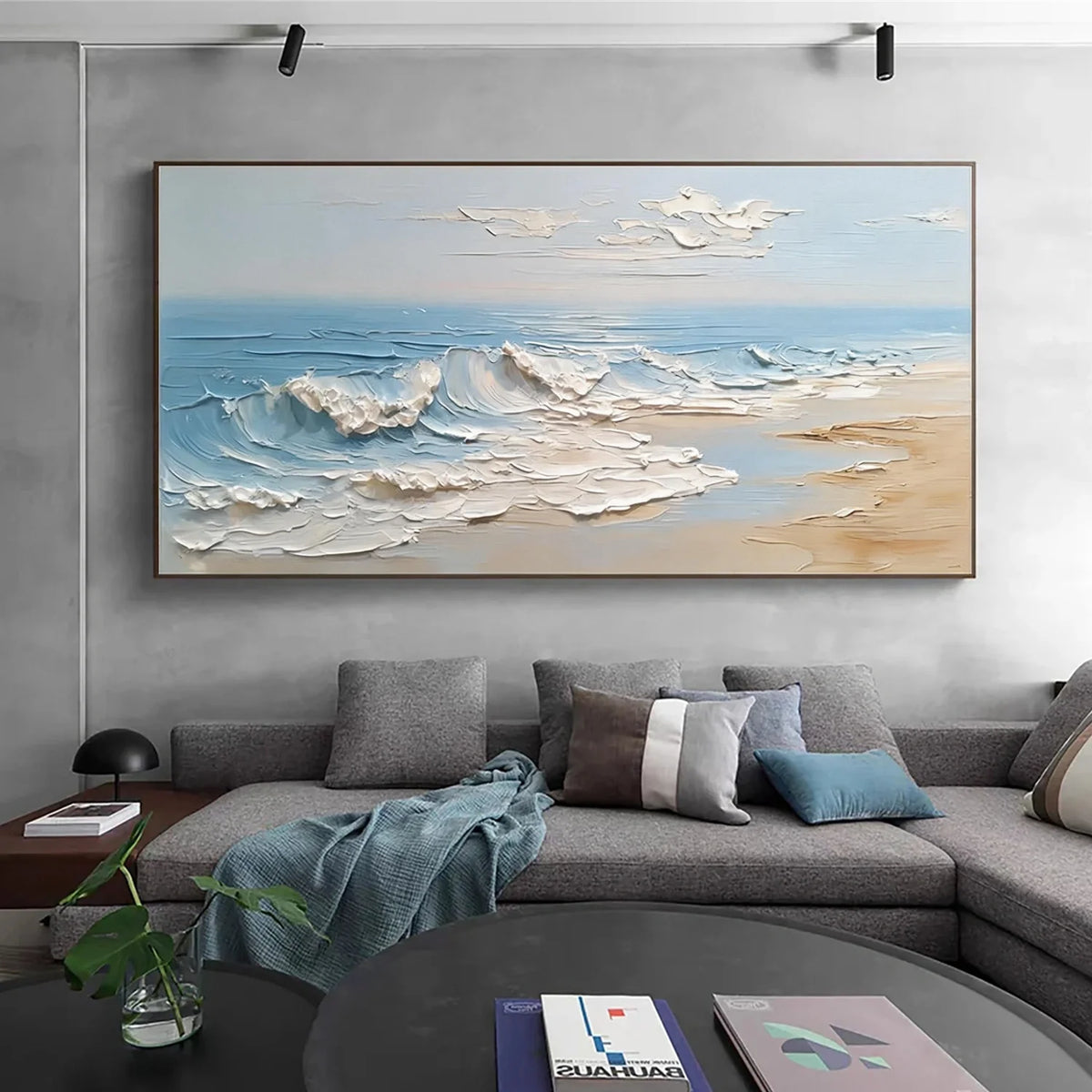 Ocean And Sky Abstract Texture Canvas Art #OS408