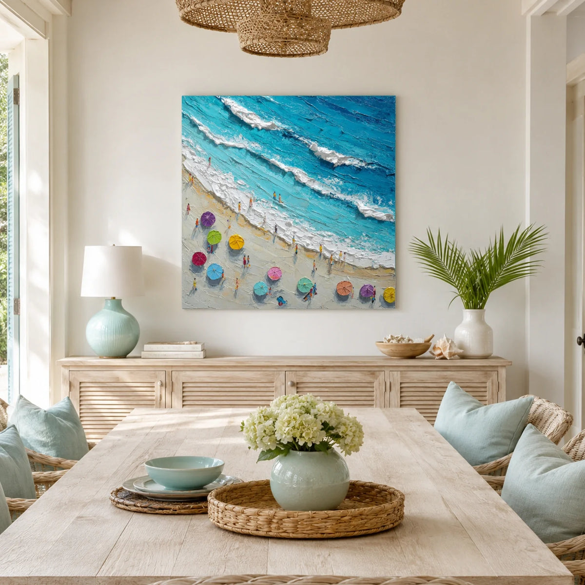 Ocean And Sky Abstract Texture Canvas Art #OS419