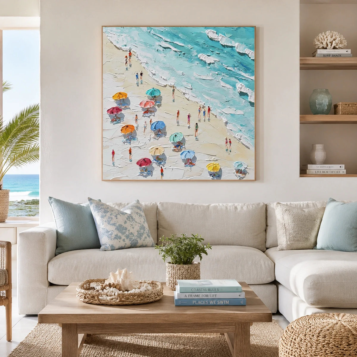 Ocean And Sky Abstract Texture Canvas Art #OS428