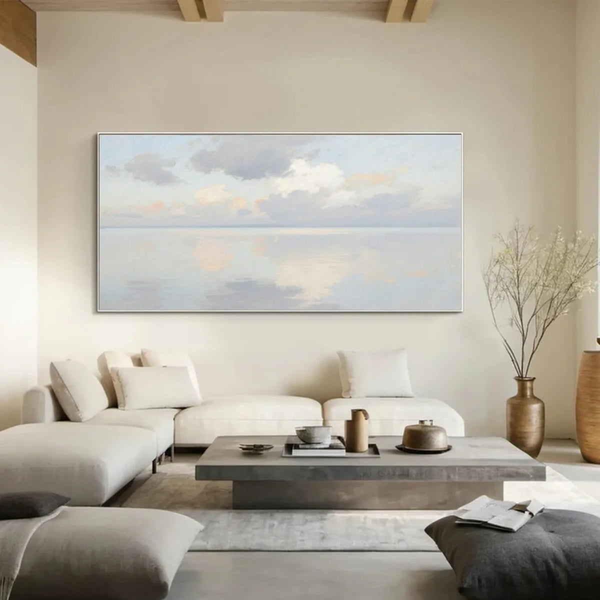 Ocean And Sky Abstract Canvas Art #OS360