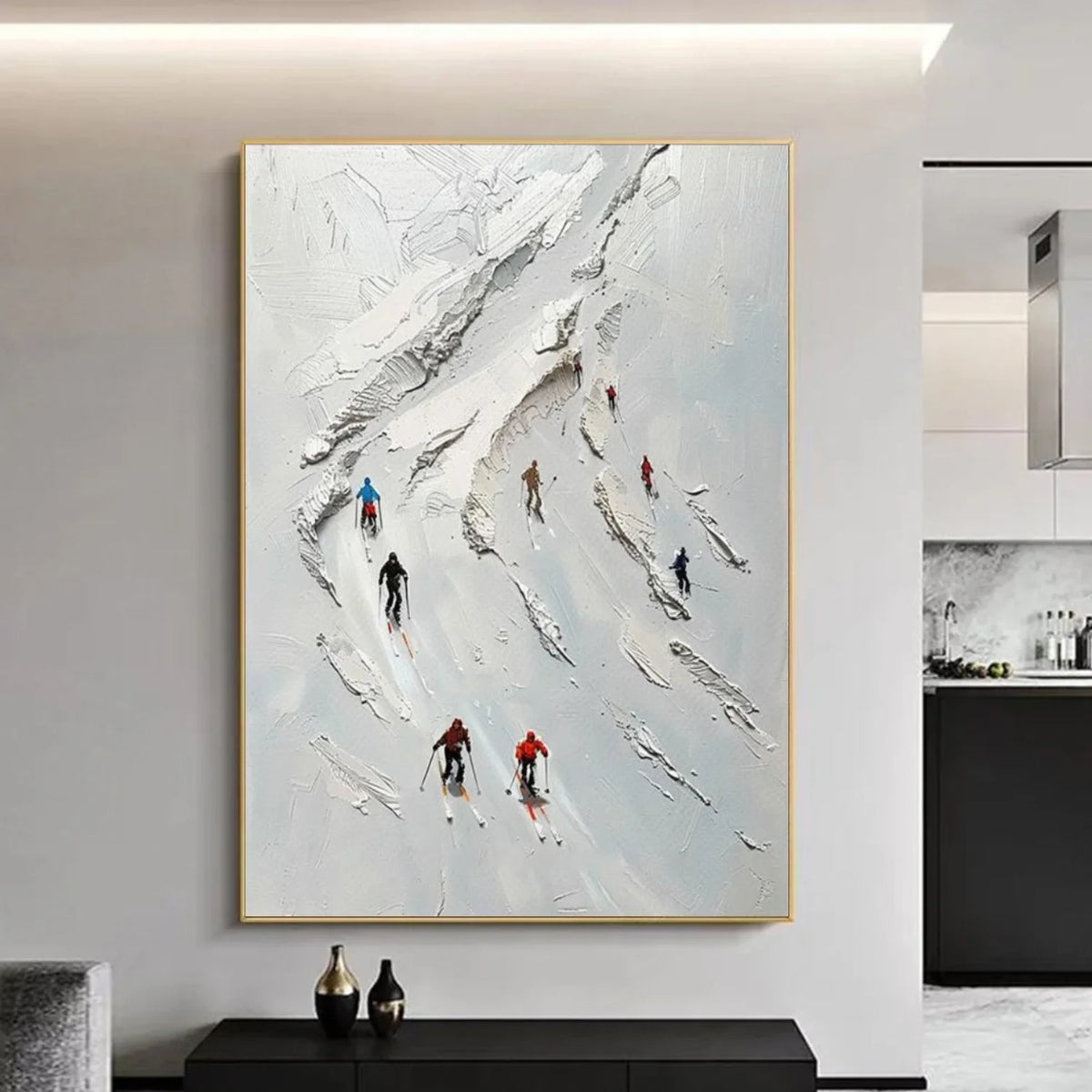 Skiing Sports Art Textured Painting Canvas # SA050