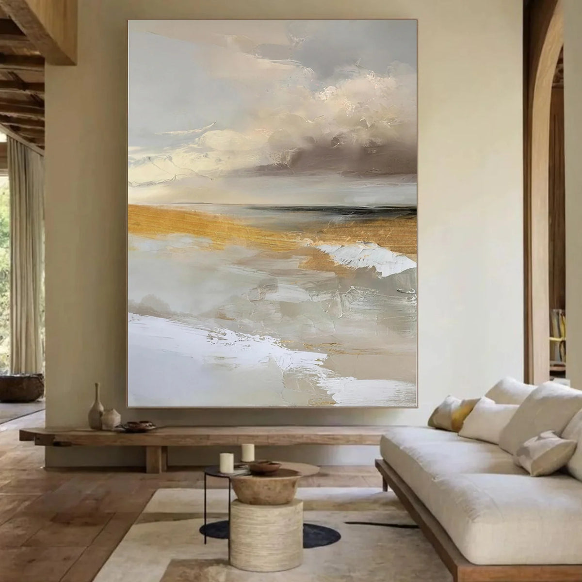 Ocean And Sky Abstract Textured Canvas Art #OS354