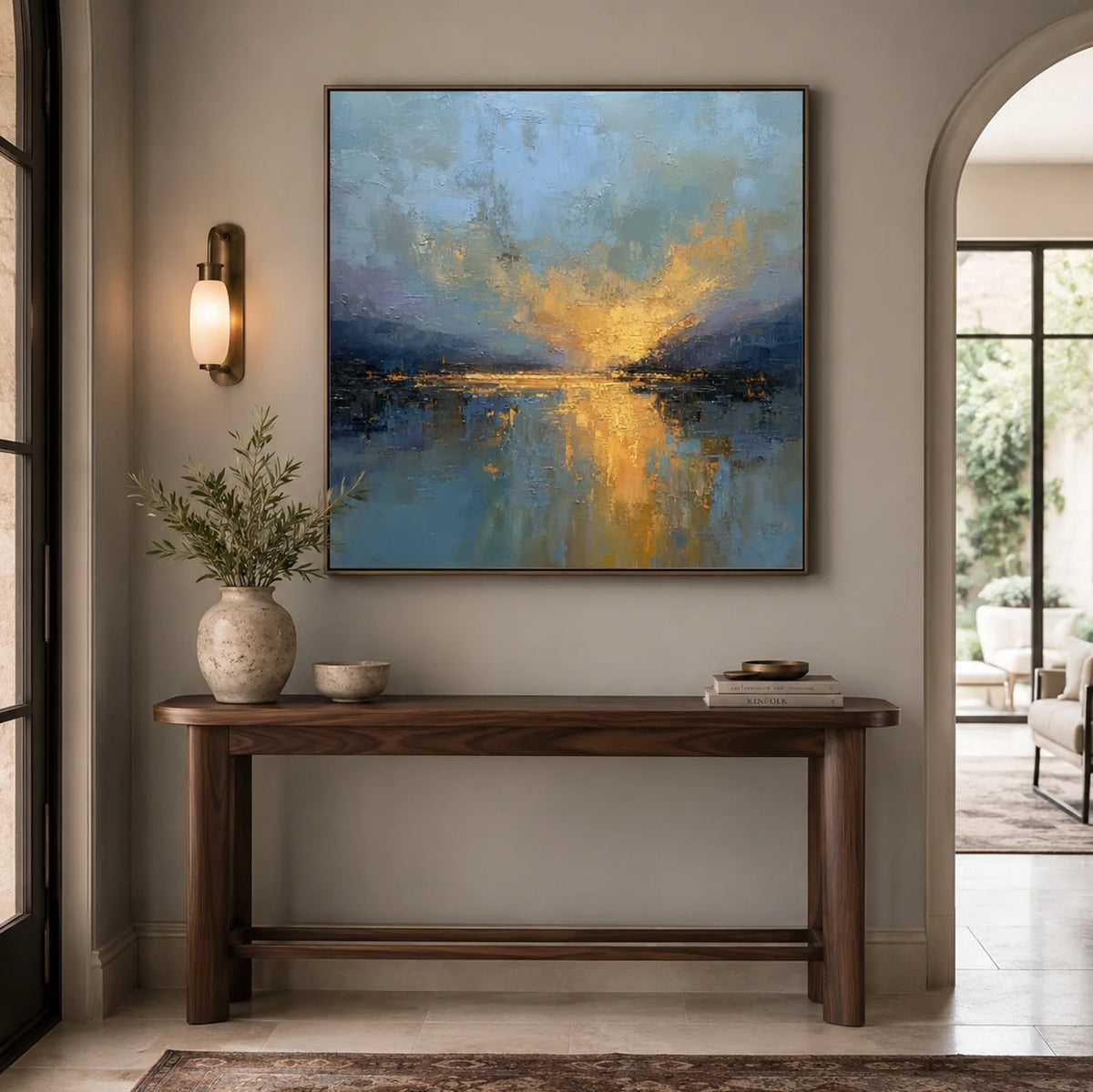 Ocean And Sky Abstract Canvas Art #OS433