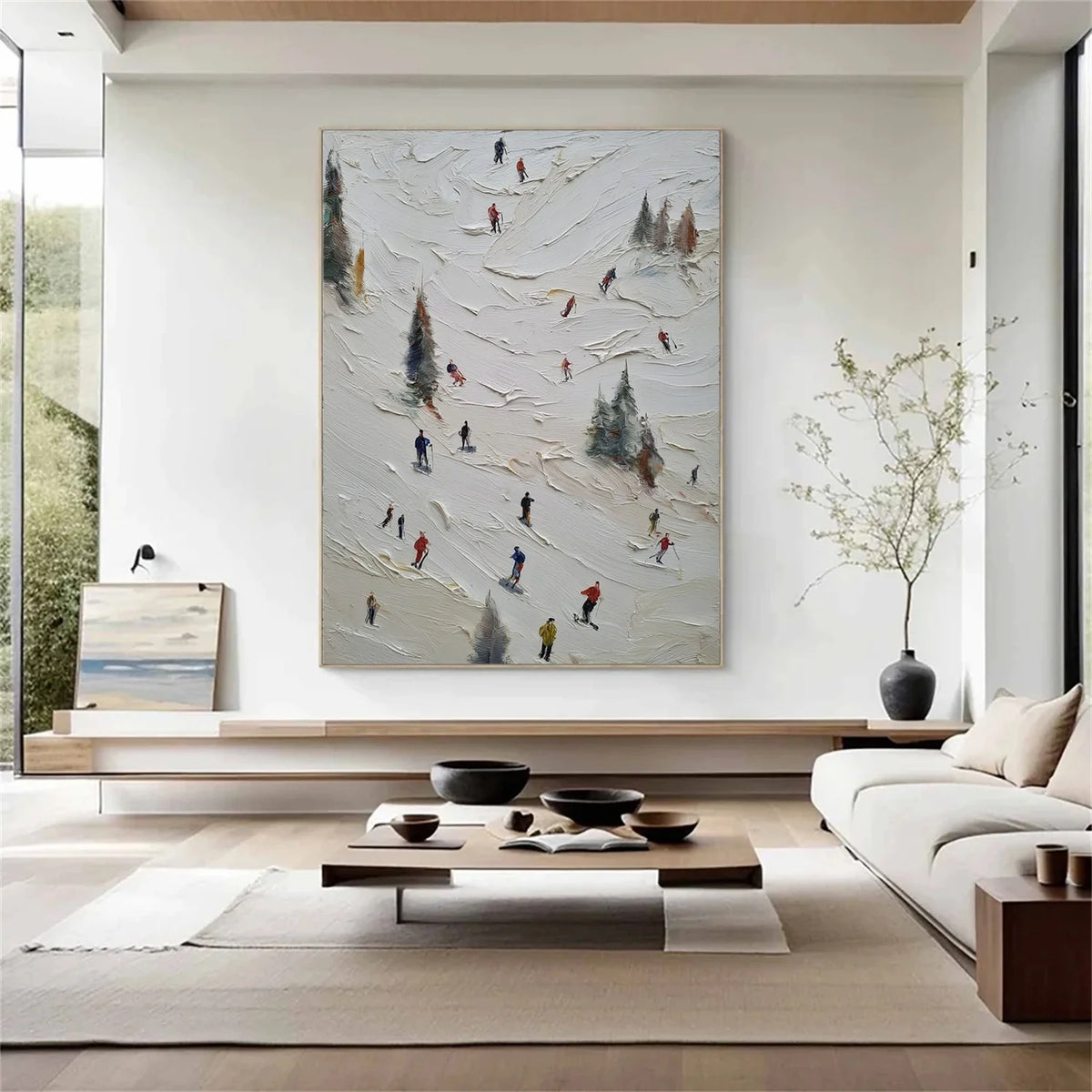 Skiing Sports Art Textured Painting Canvas # SA060