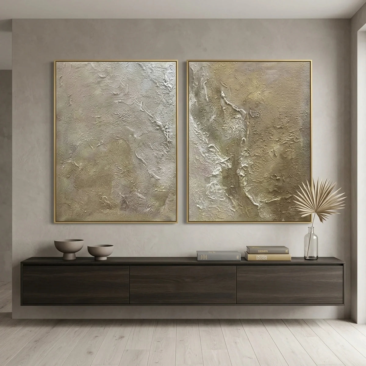 Beige & Brown Abstract Texture Wall Art Set of 2 #BB201
