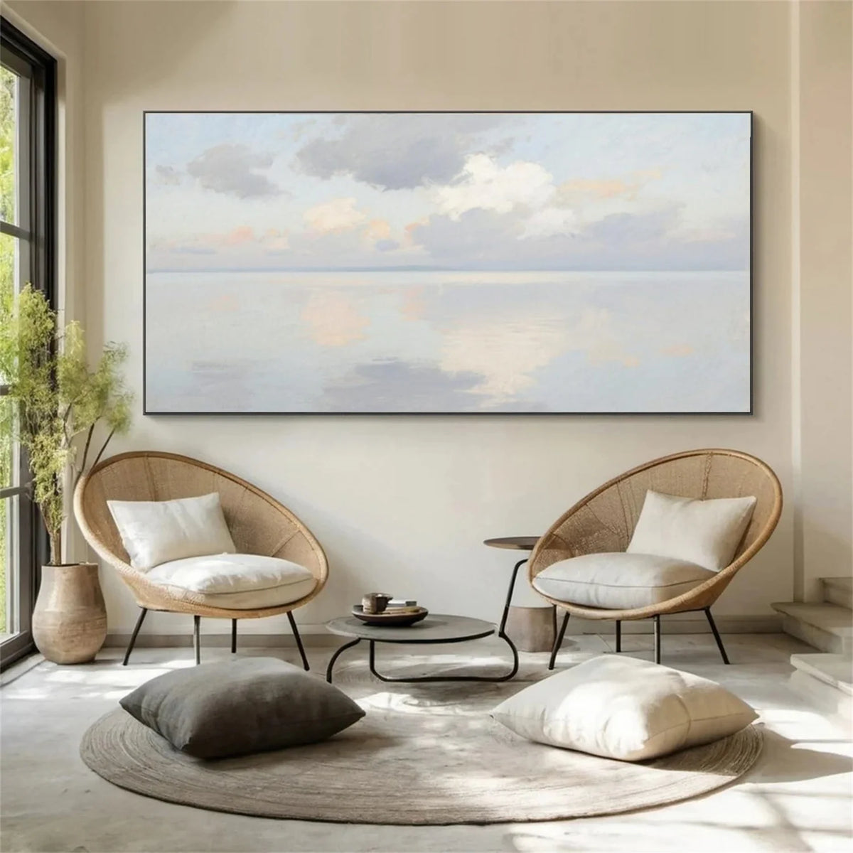 Ocean And Sky Abstract Canvas Art #OS360