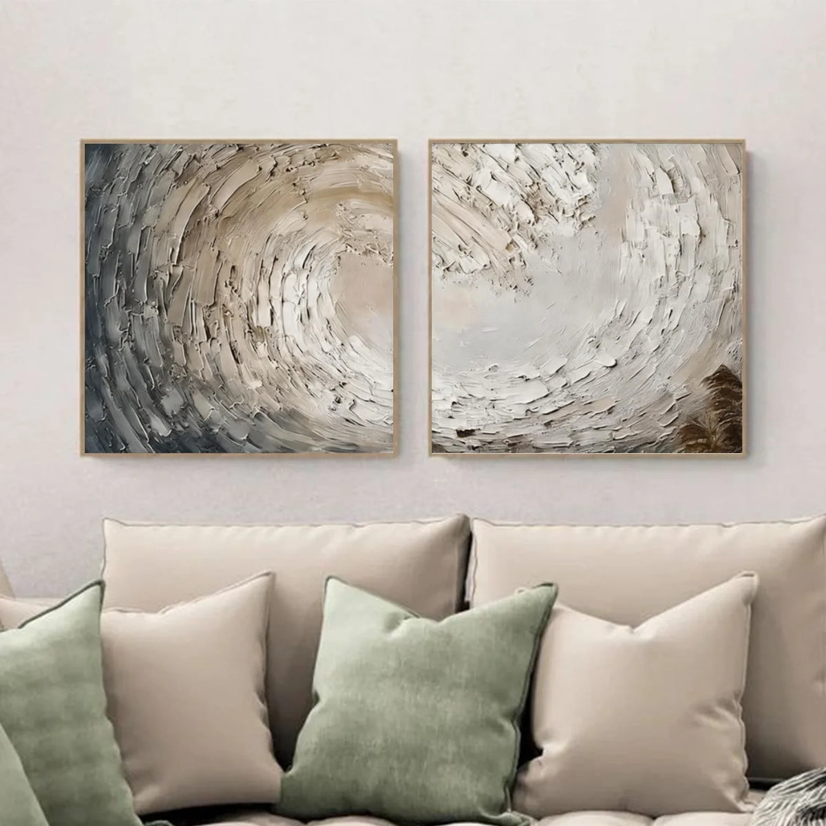 Ocean And Sky Abstract Texture Canvas Art Square Set of 2#OS381