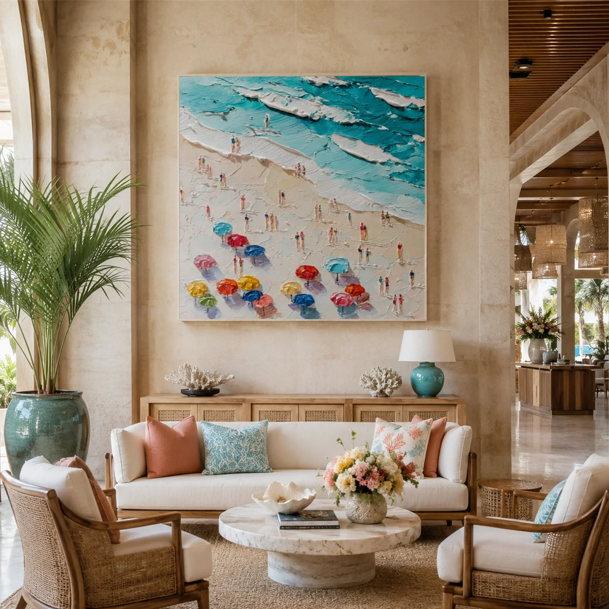 Ocean And Sky Abstract Texture Canvas Art #OS427