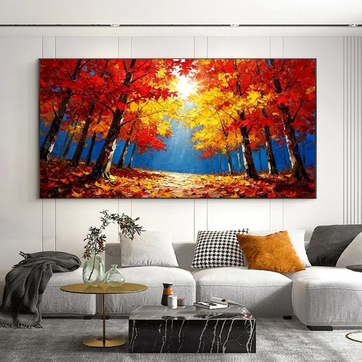 Colorful Flower & Tree Abstract Texture Canvas Art #FT 288