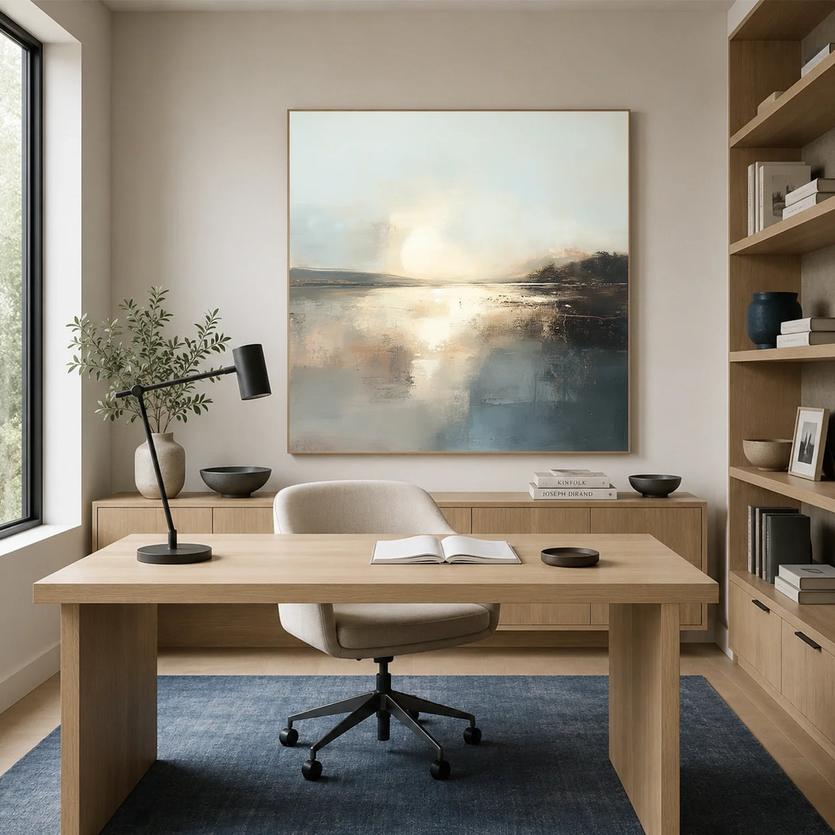 Ocean And Sky Abstract Canvas Art #OS434