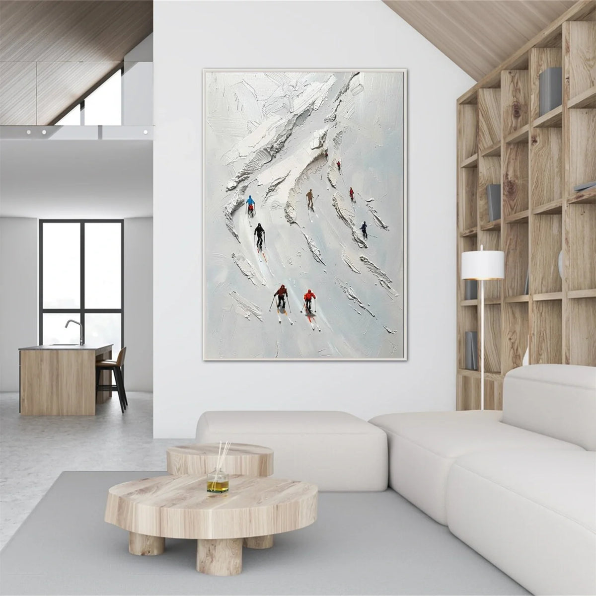 Skiing Sports Art Textured Painting Canvas # SA050