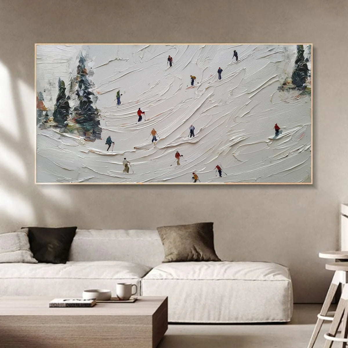 Skiing Sport Art Textured Painting Canvas # SA066
