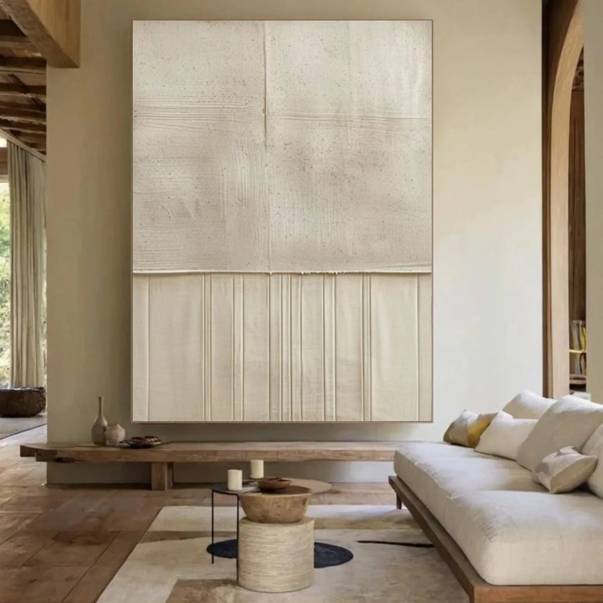 Beige Minimalist Textured Canvas #MM389