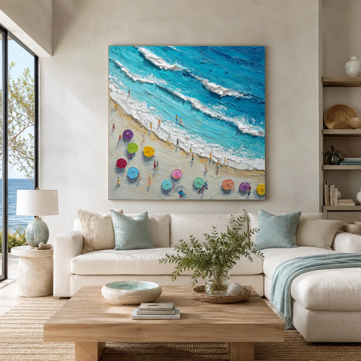 Ocean And Sky Abstract Texture Canvas Art #OS419