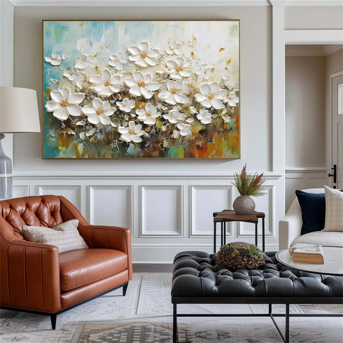 Flower And Tree Abstract Texture Canvas Art #FT 227