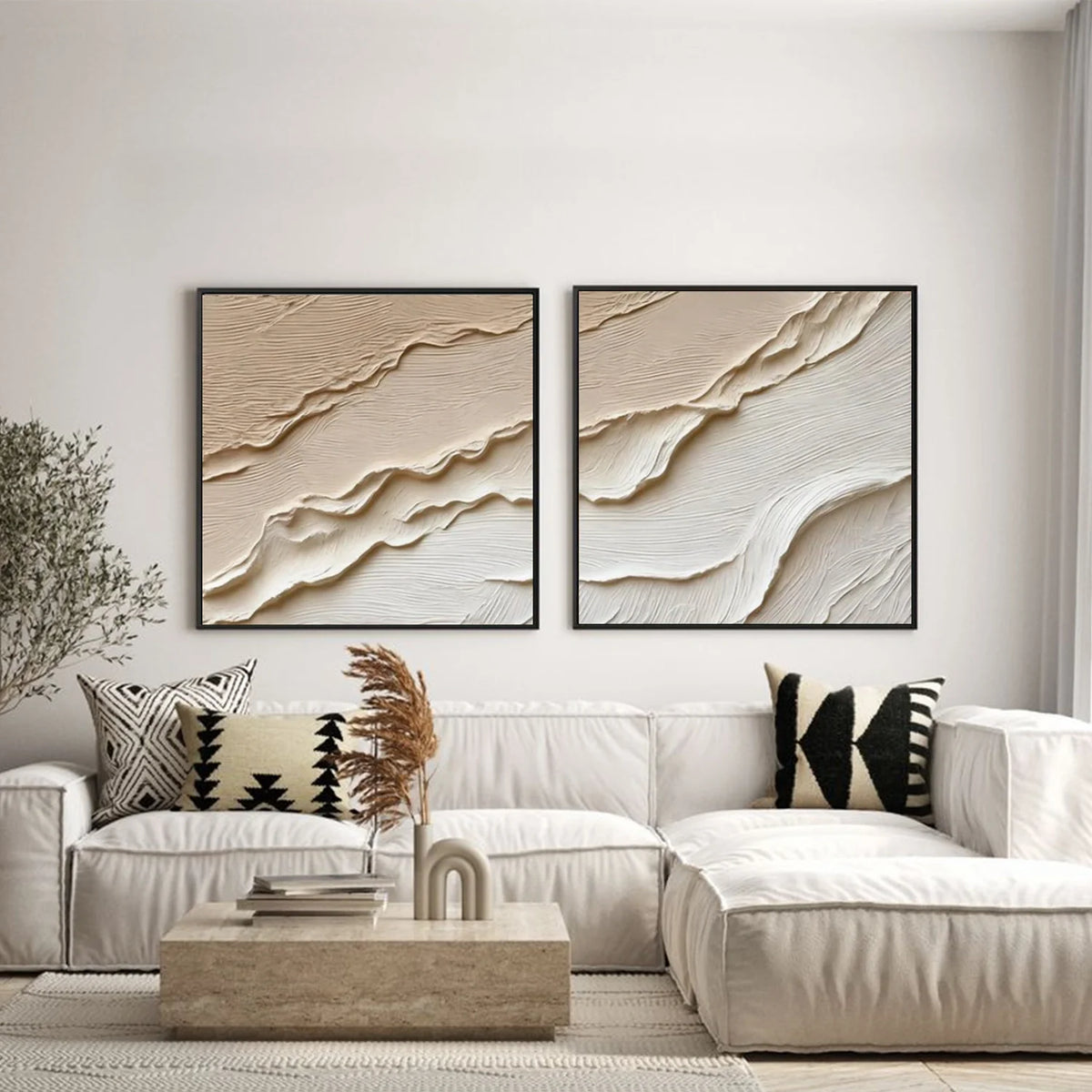 Minimalist Texture Canvas Square Set of 2 # MM411