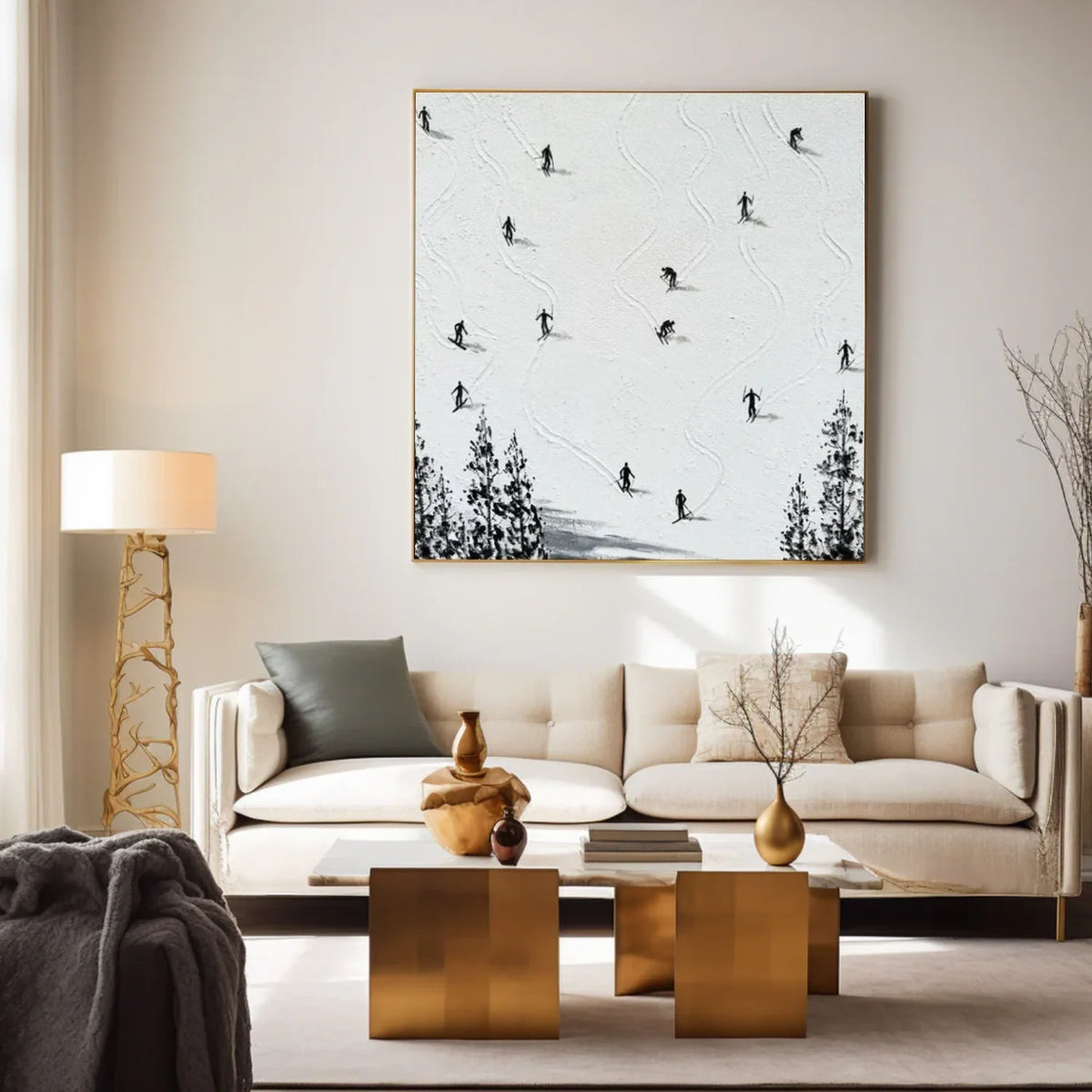 Skiing Sports Art Textured Painting Canvas # SA056
