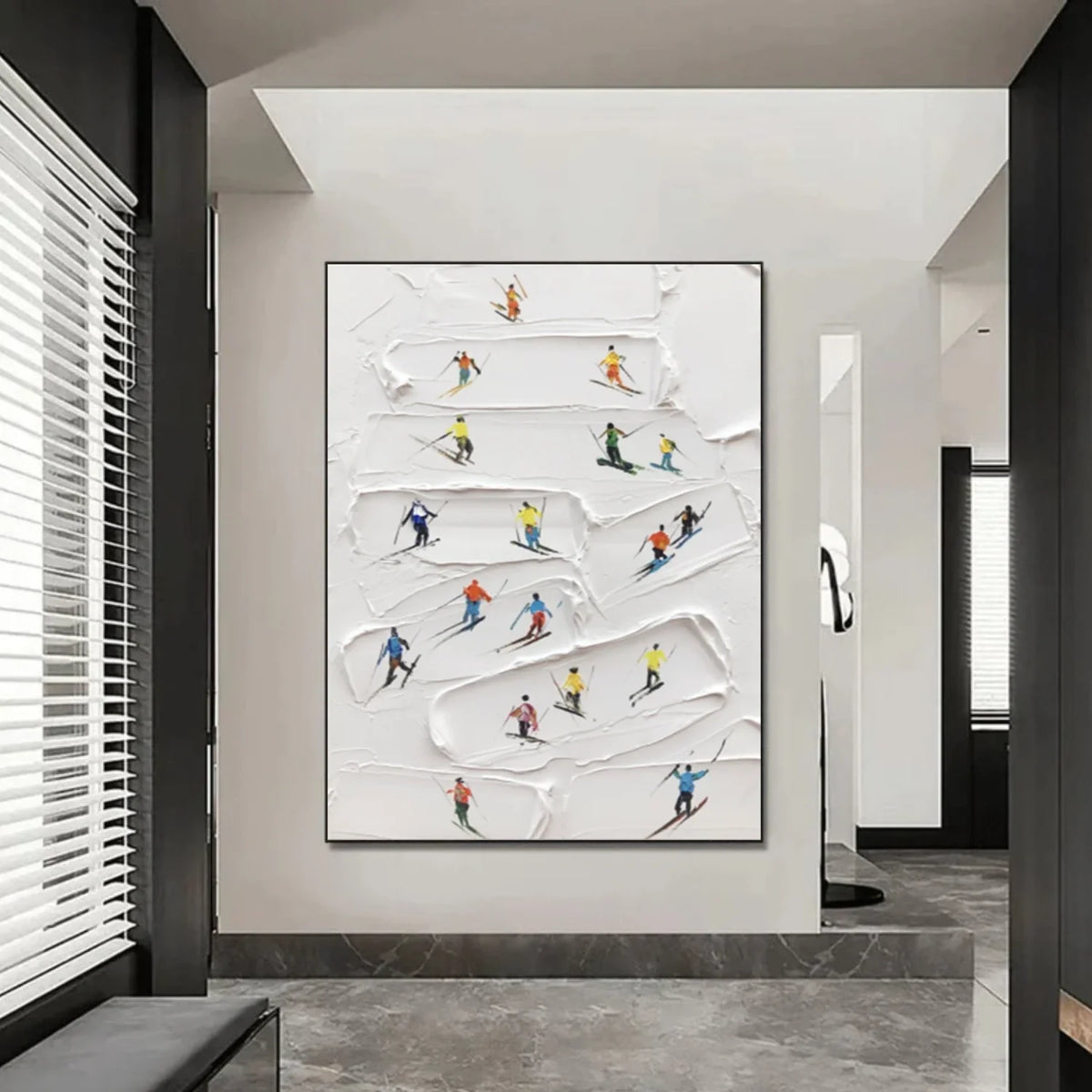 Skiing Sports Art Textured Painting Canvas # SA049