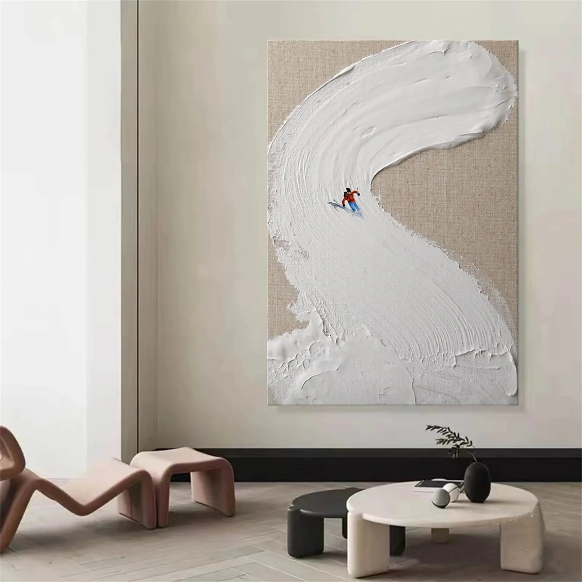 Skiing Sport Art Textured Painting Canvas #MM232