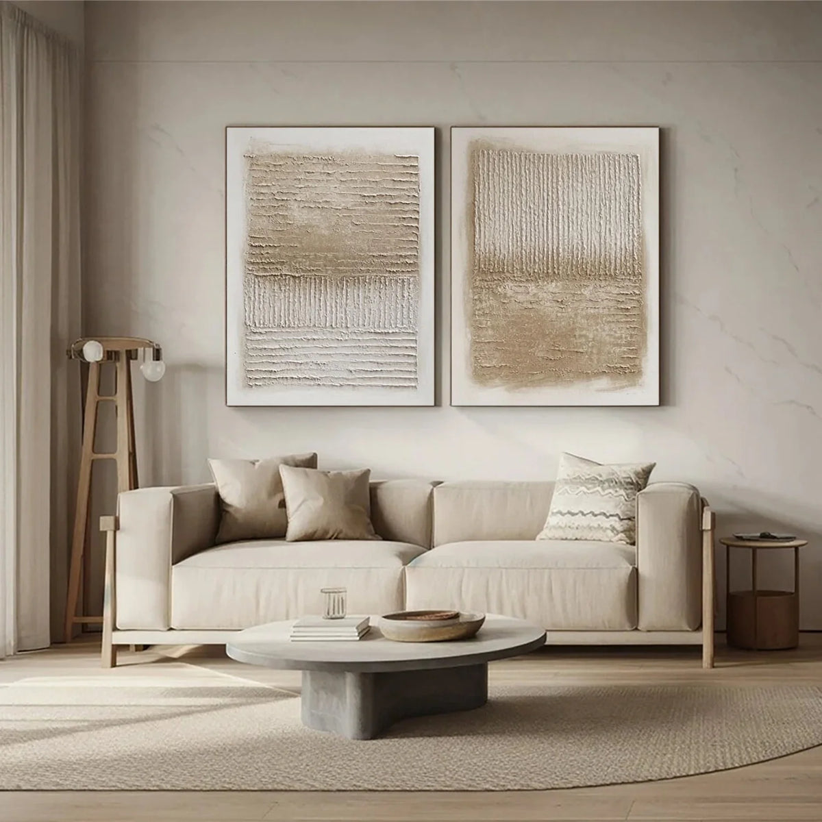 Beige & Brown Abstract Texture Set of 2 #BB191