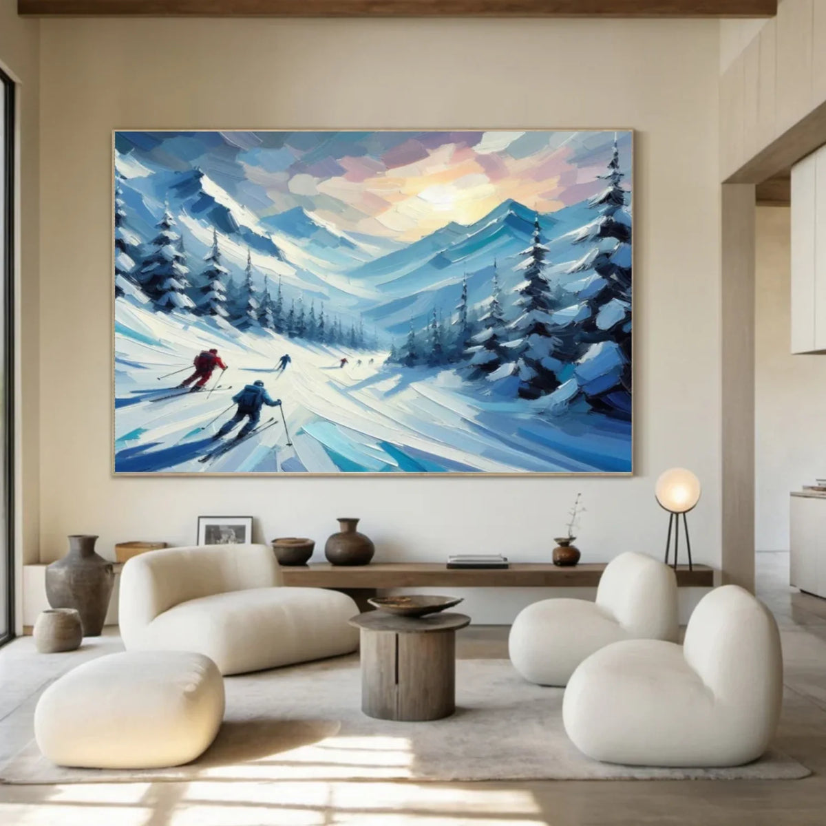 Skiing Sports Art Textured Painting Canvas # SA039