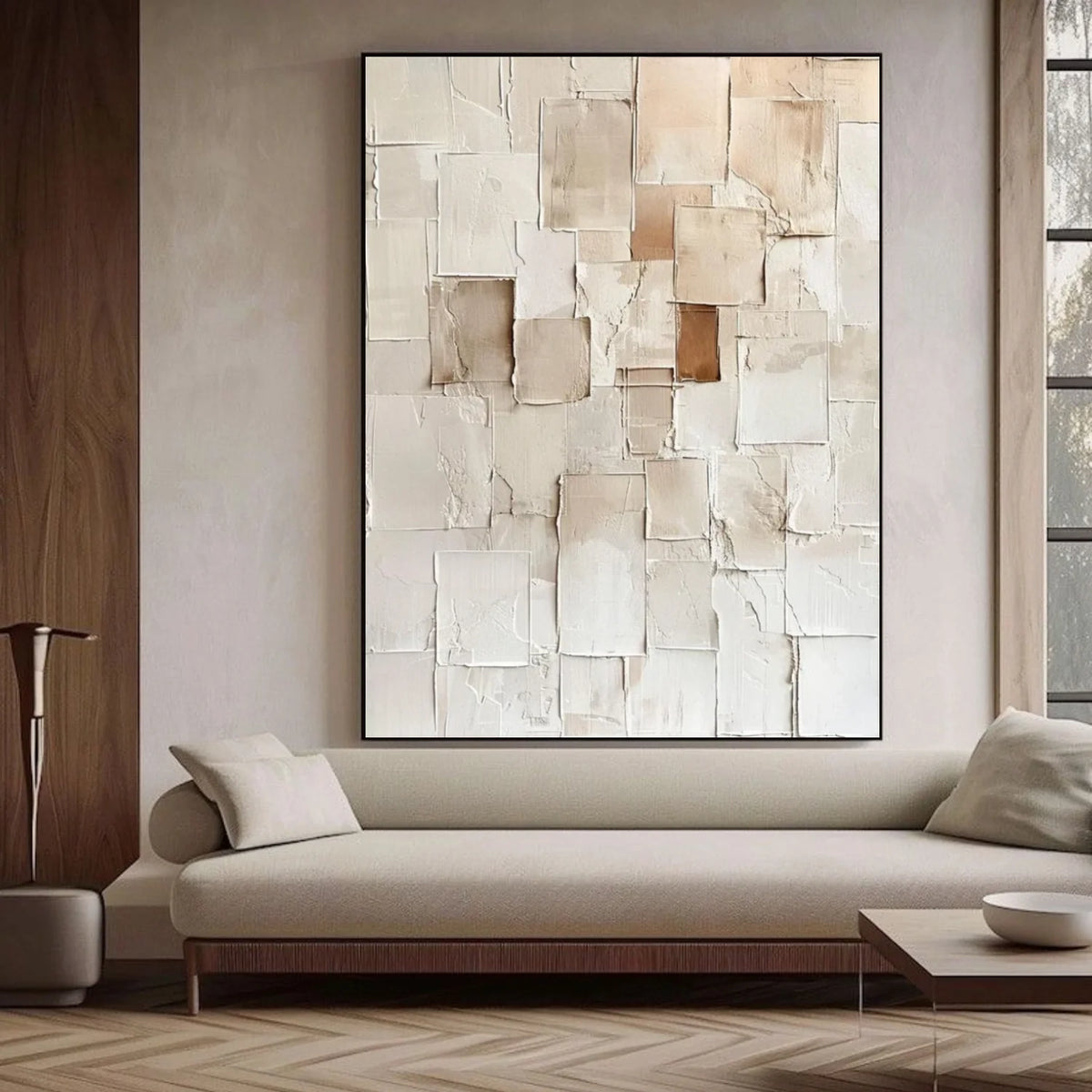Beige Abstract Textured Wall Art #AB 548