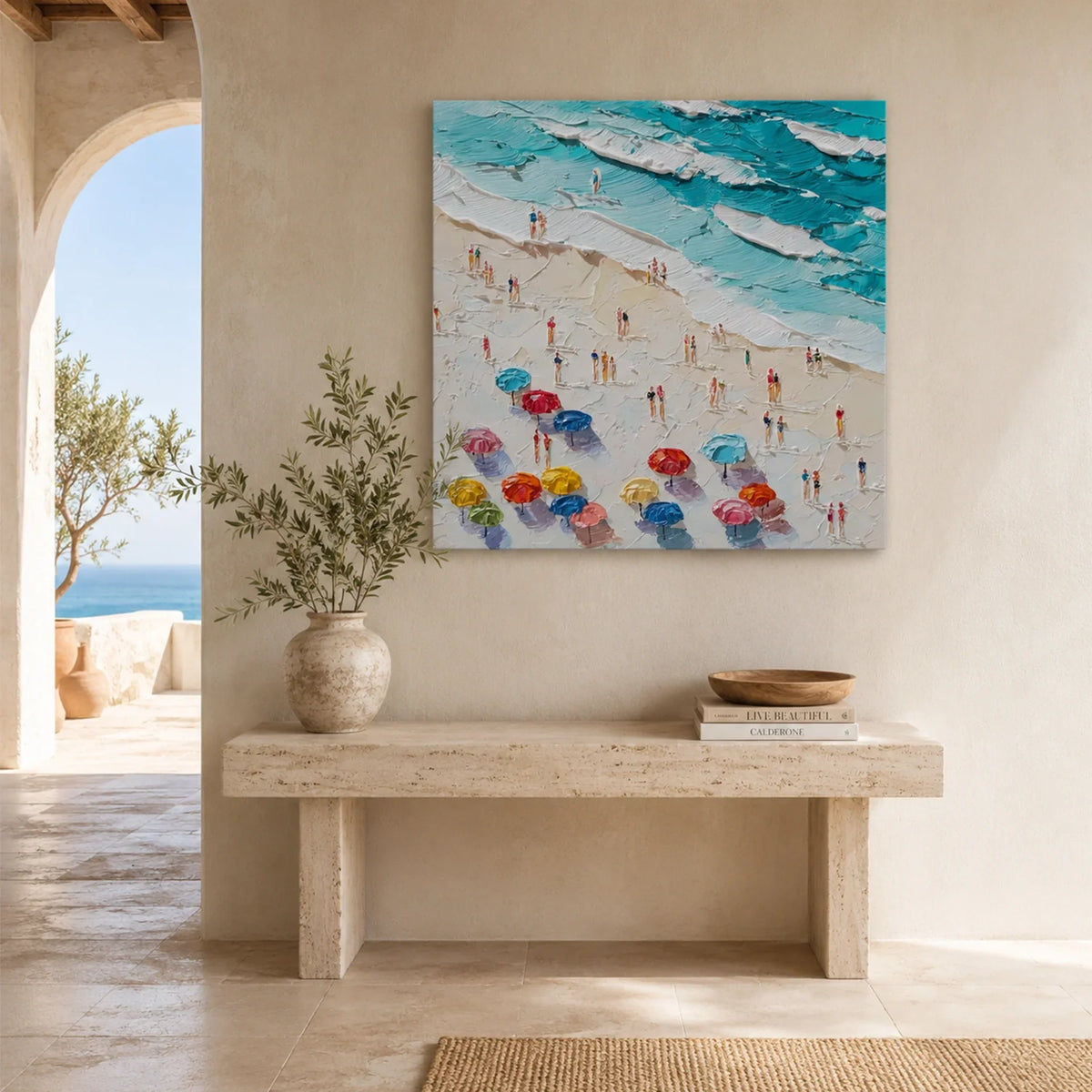 Ocean And Sky Abstract Texture Canvas Art #OS427