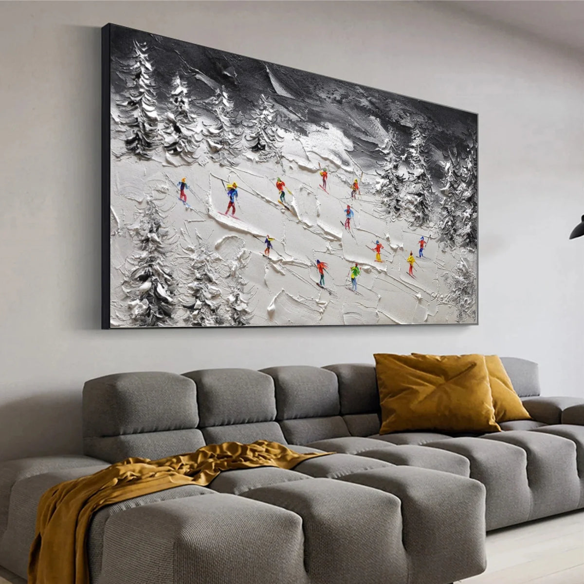 Skiing Sports Art Textured Painting Canvas # SA046