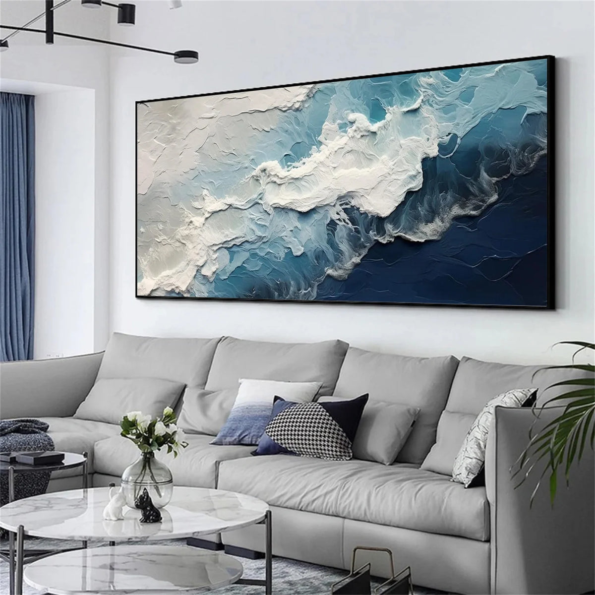 Ocean And Sky Abstract Texture Canvas Art #OS392