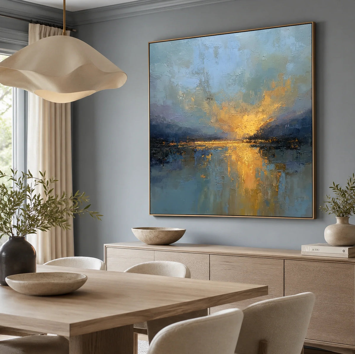 Ocean And Sky Abstract Canvas Art #OS433