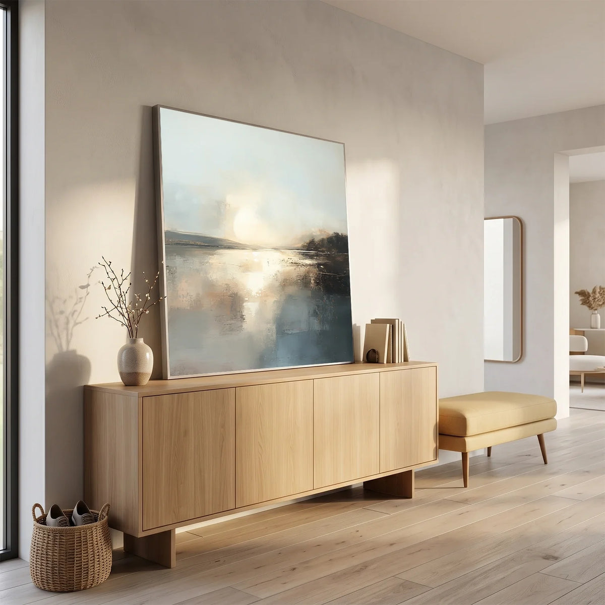 Ocean And Sky Abstract Canvas Art #OS434