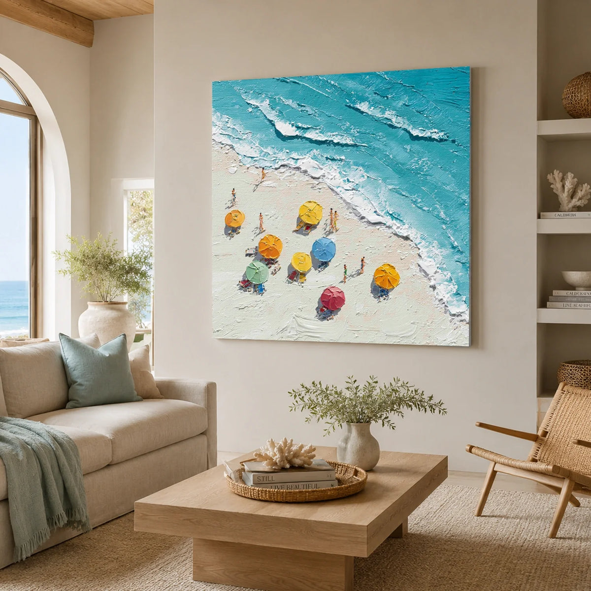 Ocean And Sky Abstract Texture Canvas Art #OS418