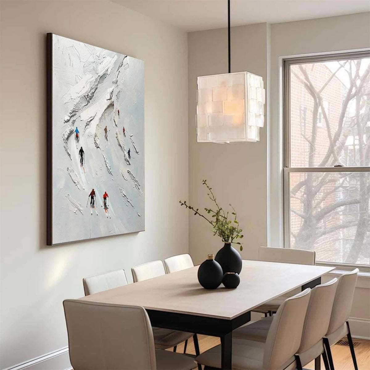 Skiing Sports Art Textured Painting Canvas # SA050