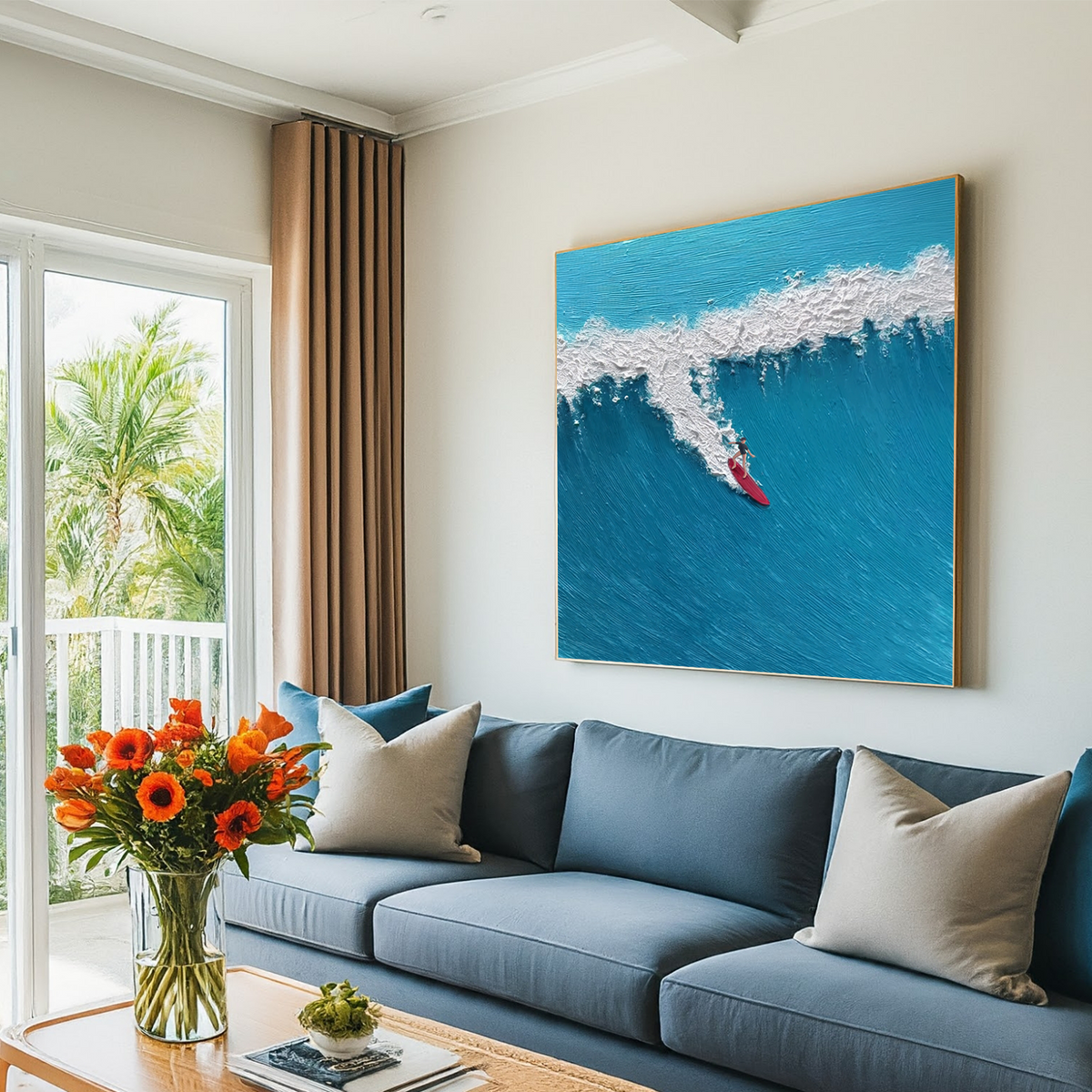 Surfing Sports Texture Canvas Painting #SA024