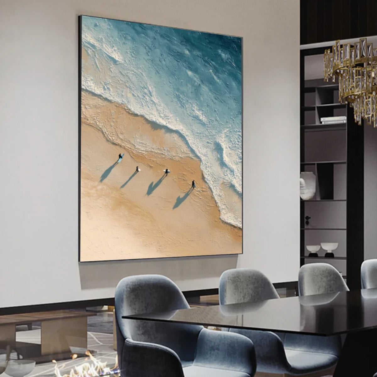 Ocean And Sky Abstract Texture Canvas Art #OS401
