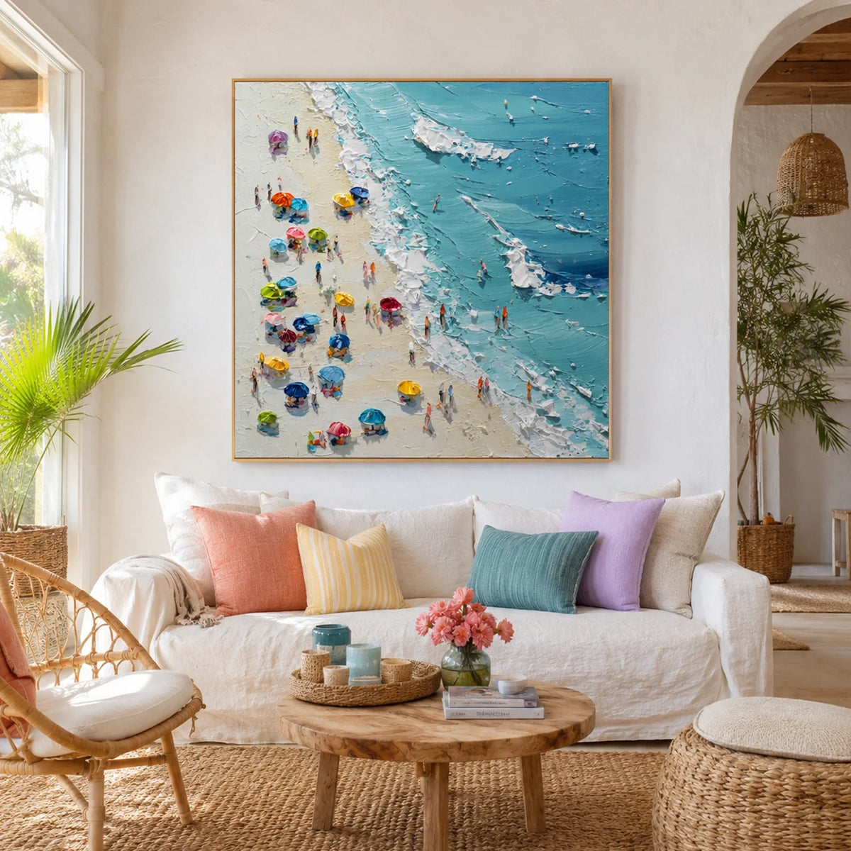 Ocean And Sky Abstract Texture Canvas Art #OS421
