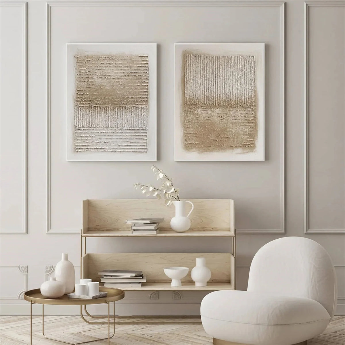Beige & Brown Abstract Texture Set of 2 #BB191