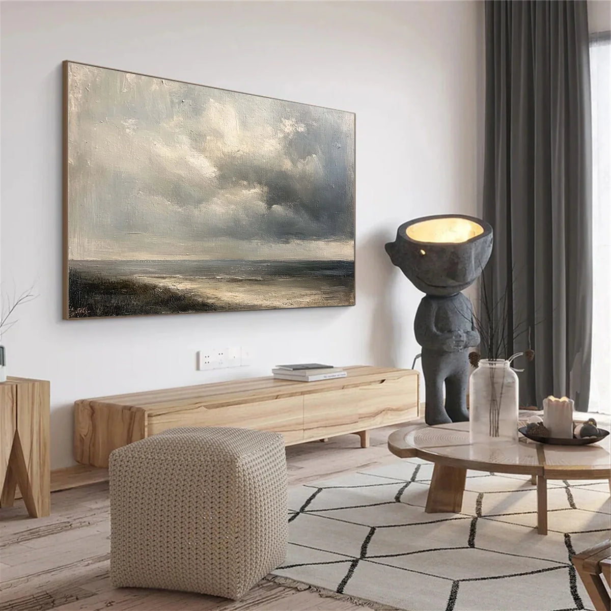 Ocean And Sky Abstract Texture Canvas Art #OS399