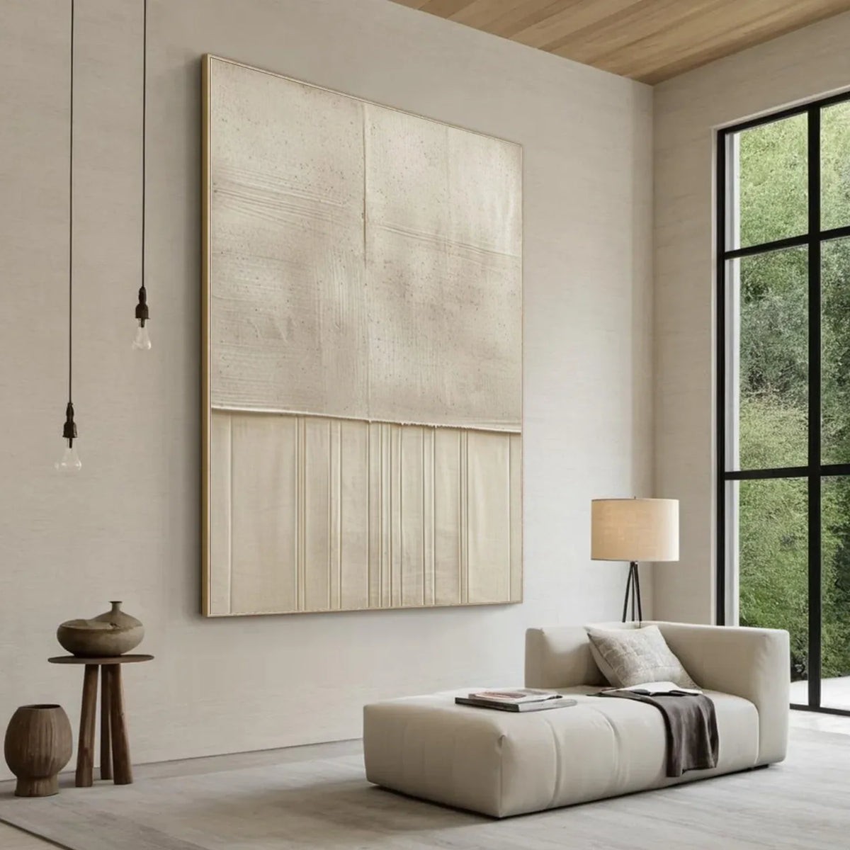 Beige Minimalist Textured Canvas #MM389