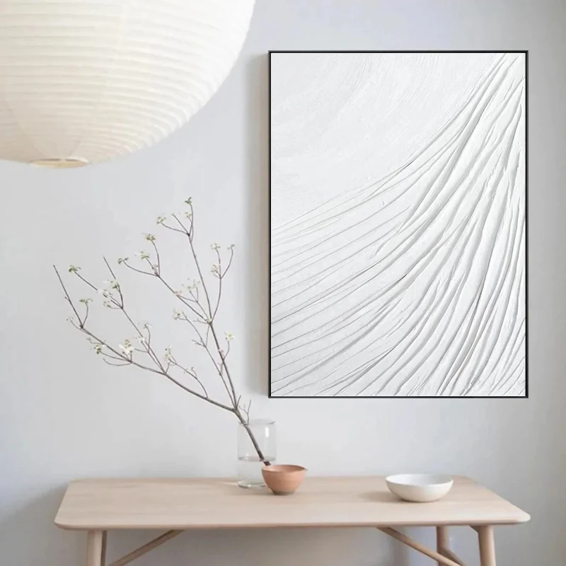 White Minimalist Textured Painting Canvas #MM040