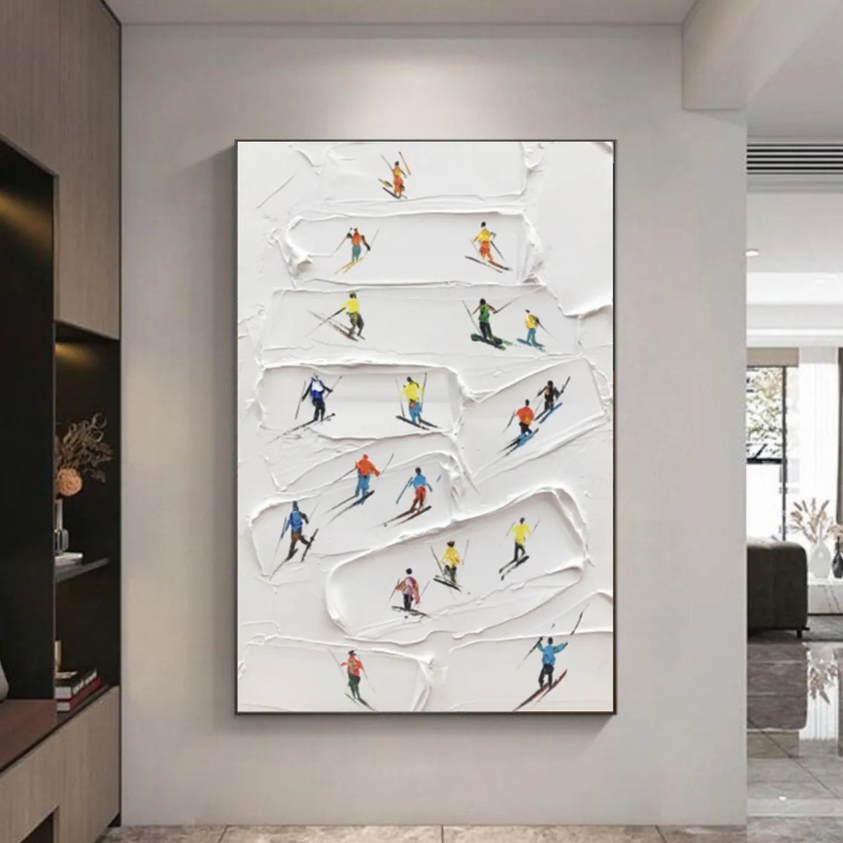 Skiing Sports Art Textured Painting Canvas # SA049