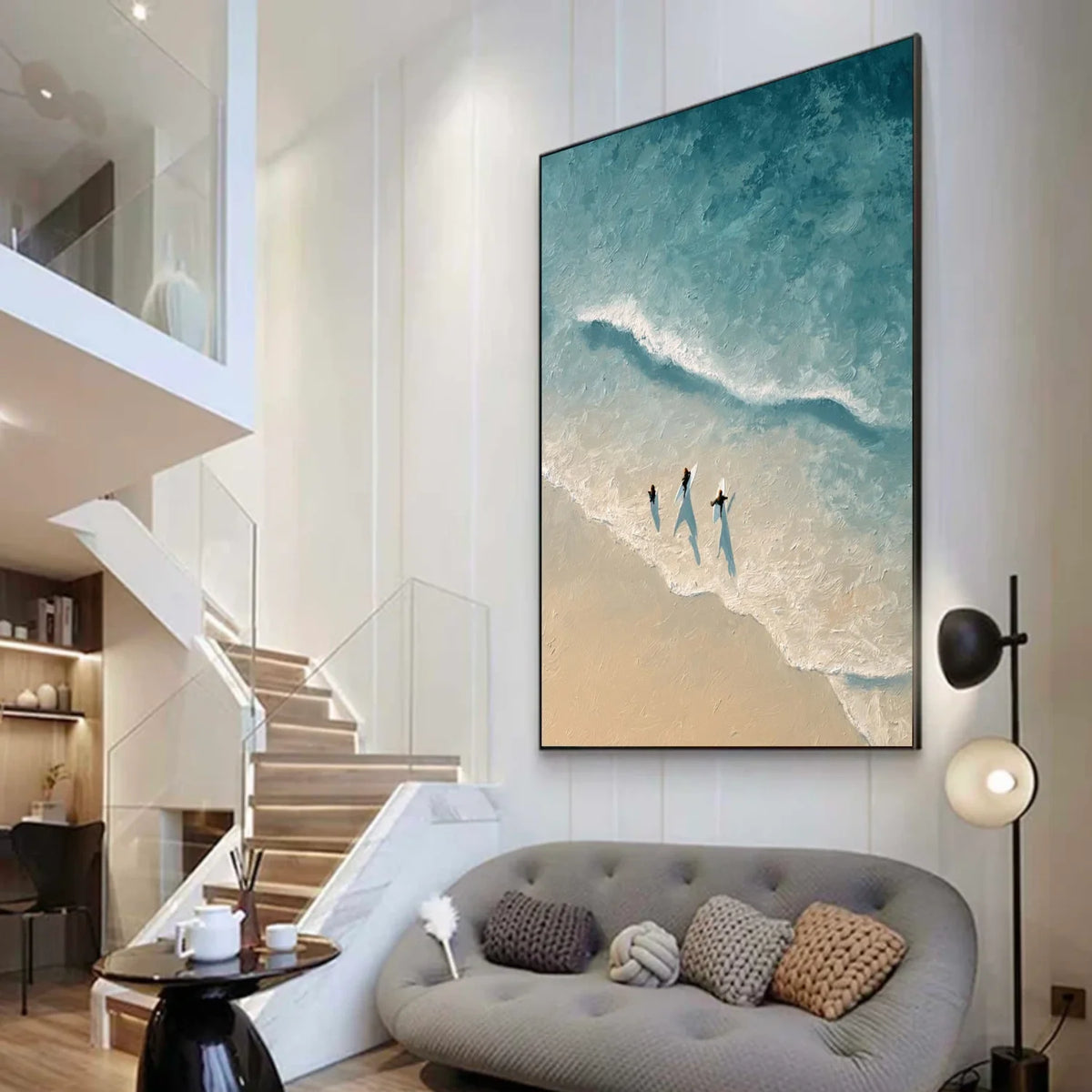 Ocean And Sky Abstract Texture Canvas Art #OS402