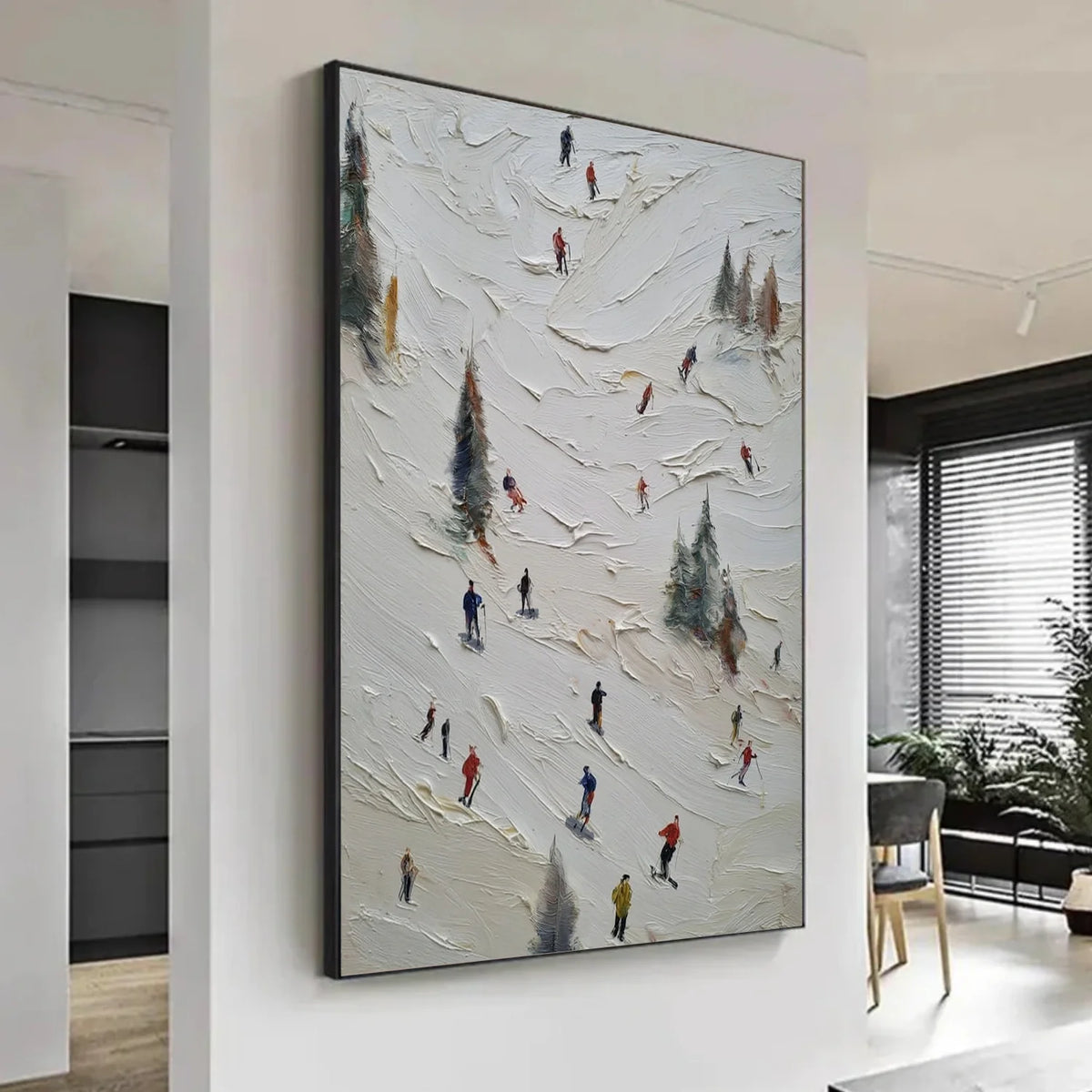 Skiing Sports Art Textured Painting Canvas # SA060