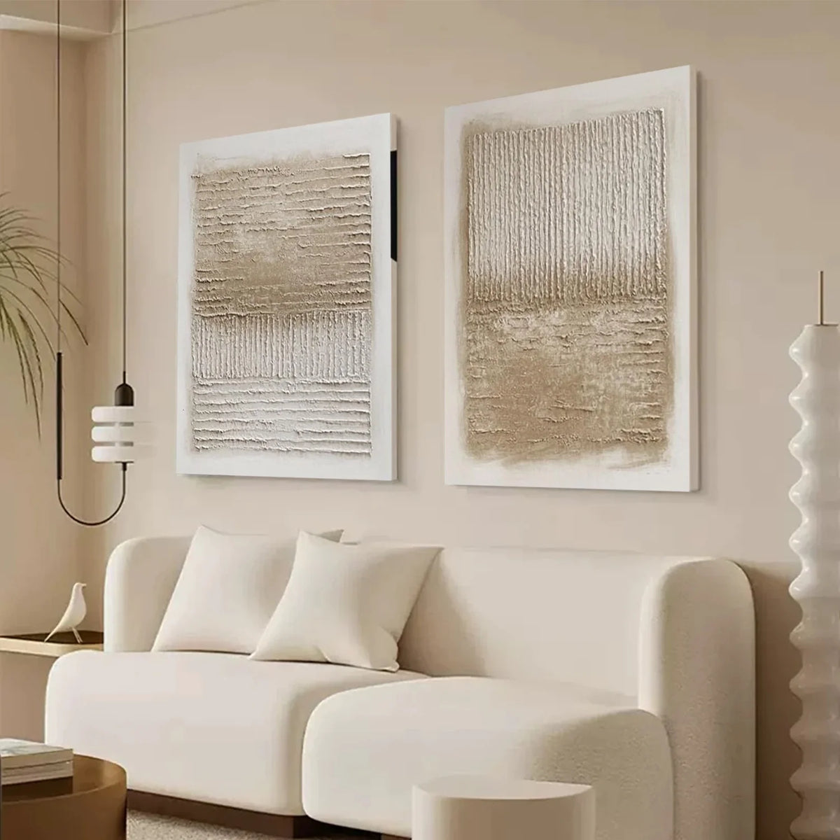 Beige & Brown Abstract Texture Set of 2 #BB191