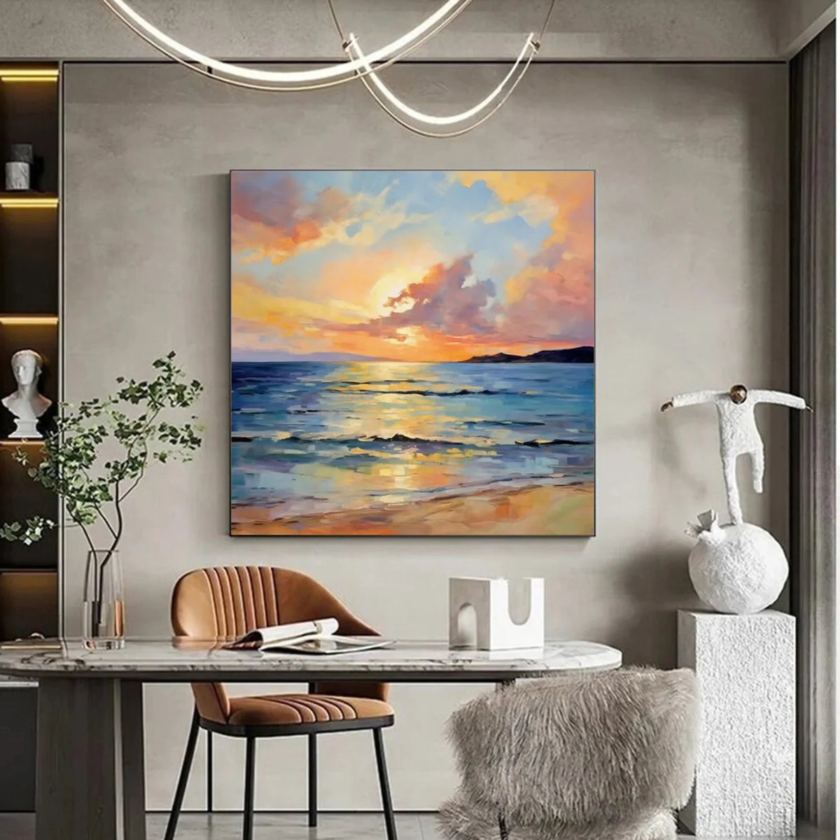 Ocean And Sky Abstract Canvas Art #OS 269
