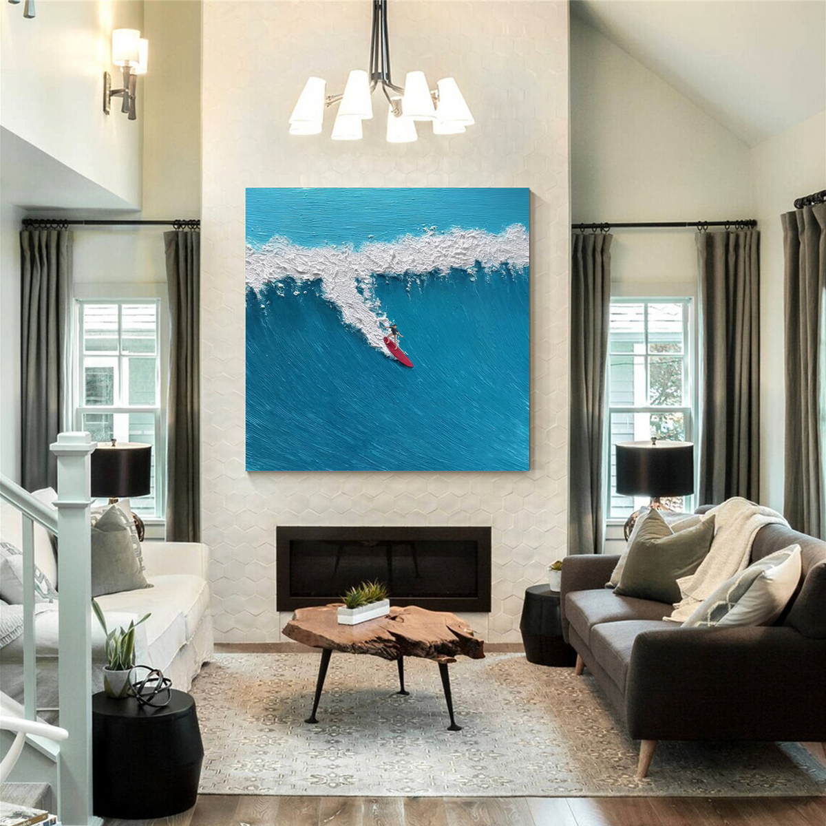 Surfing Sports Texture Canvas Painting #SA024