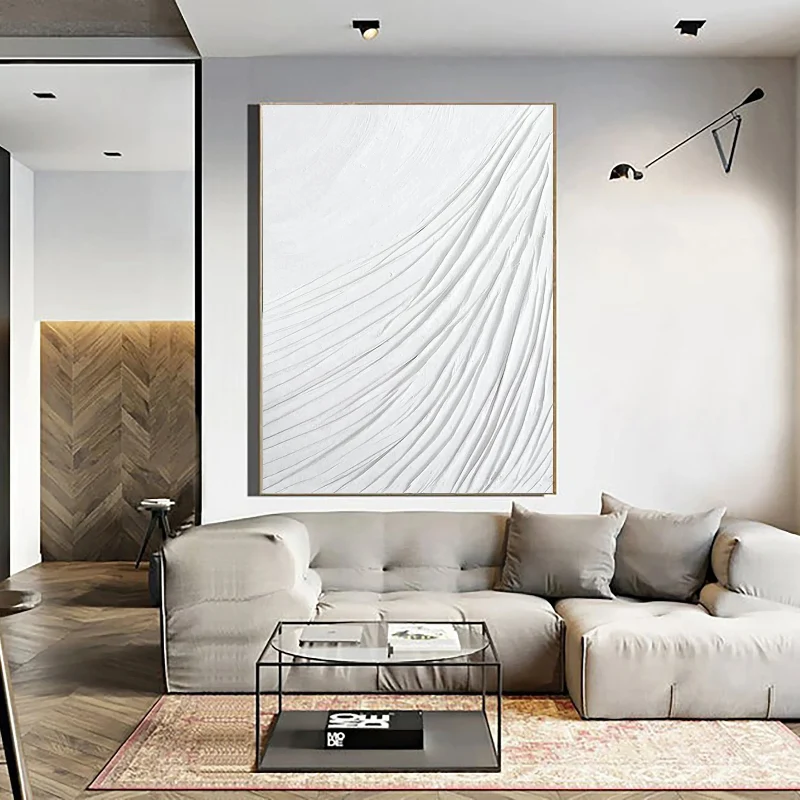 White Minimalist Textured Painting Canvas #MM040