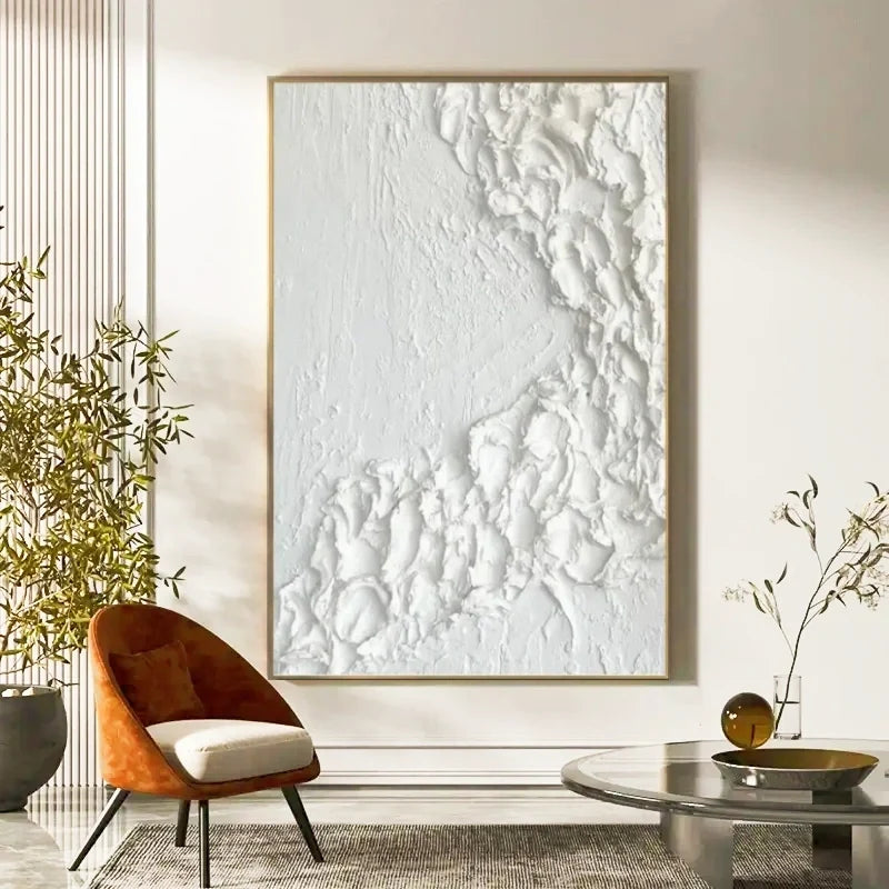 White Minimalist Textured Painting Canvas #MM022