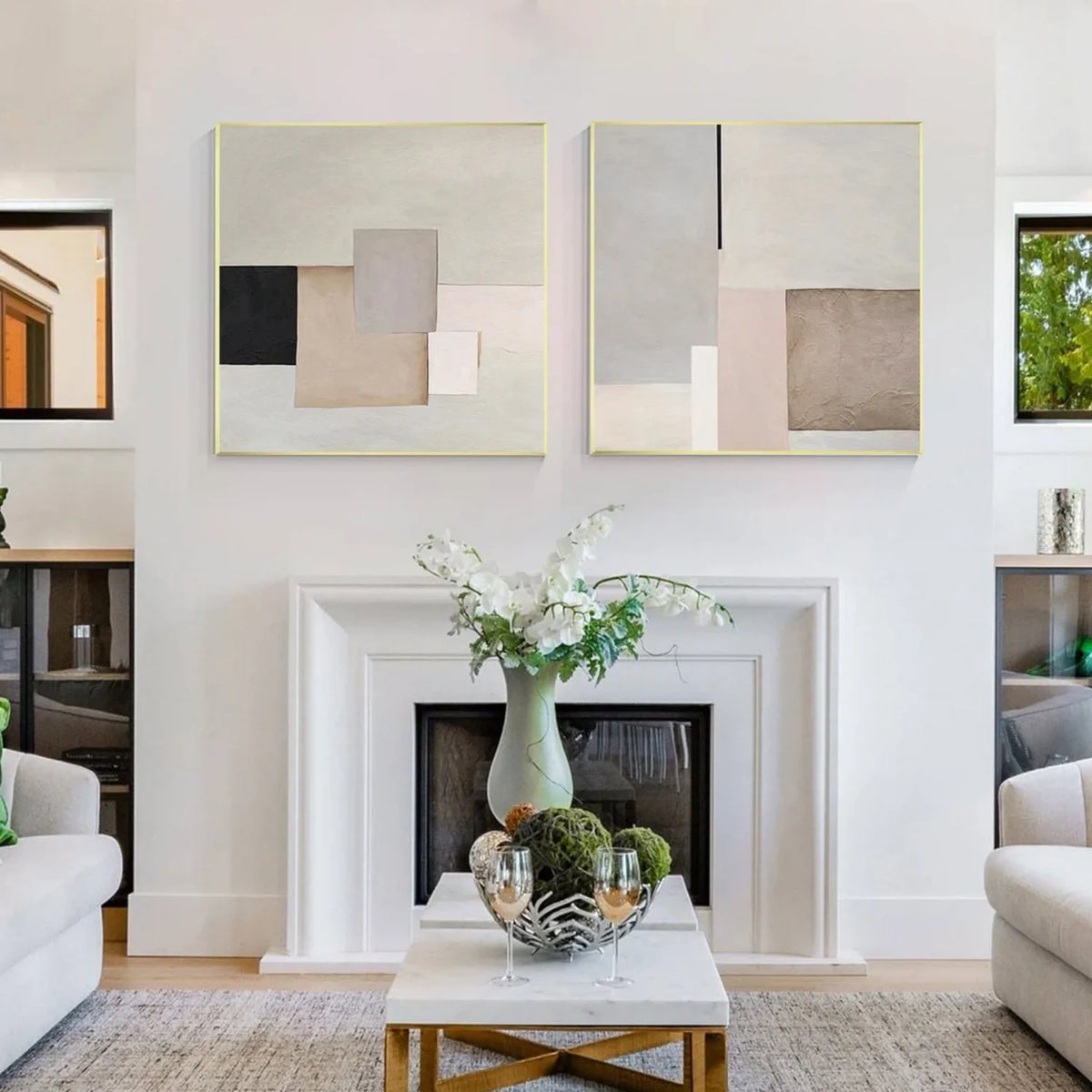 Abstract Square Set of 2 Wall Art #AB 498